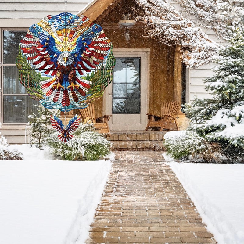 Romart Patriotic Eagle Wind Spinners Outdoor, Patriotic Themed Gifts for Men Garden Hanging Wind Spinner, American Flag Bald Eagle 3D Stainless Steel Outdoor Decor for Patio Yard Lawn - Image 4